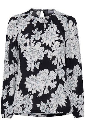 Black w. off white flowers