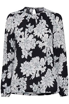 Black w. off white flowers
