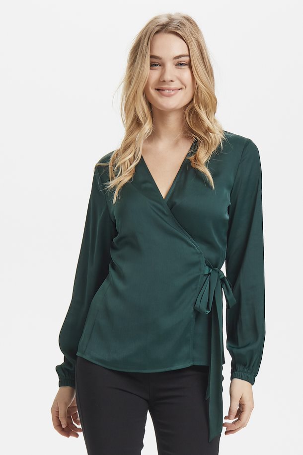 b.young Blouse with long sleeve Majestic Green – Shop Majestic Green ...
